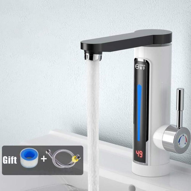 Grifo Eléctrico Instantáneo Acero Inoxidable 3000W | Pantalla LED Digital | Calienta Agua Al Instante Sin Tanque