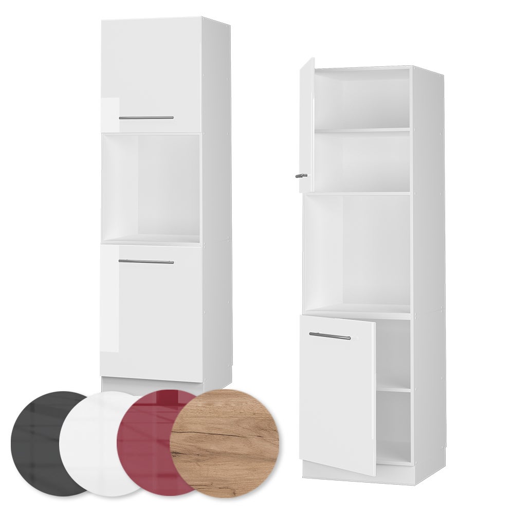 Vicco Meuble pour four Fame-Line, Blanc Haute brillance, 60cm avec étagères ouvertes - 5
