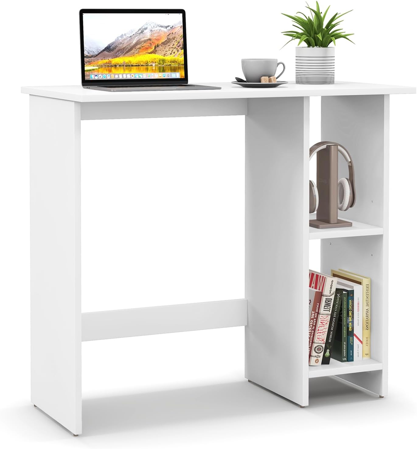 Bureau D'ordinateur Avec 4 étagères - Table En Bois Marron - 140x60x100 Cm - Neuf