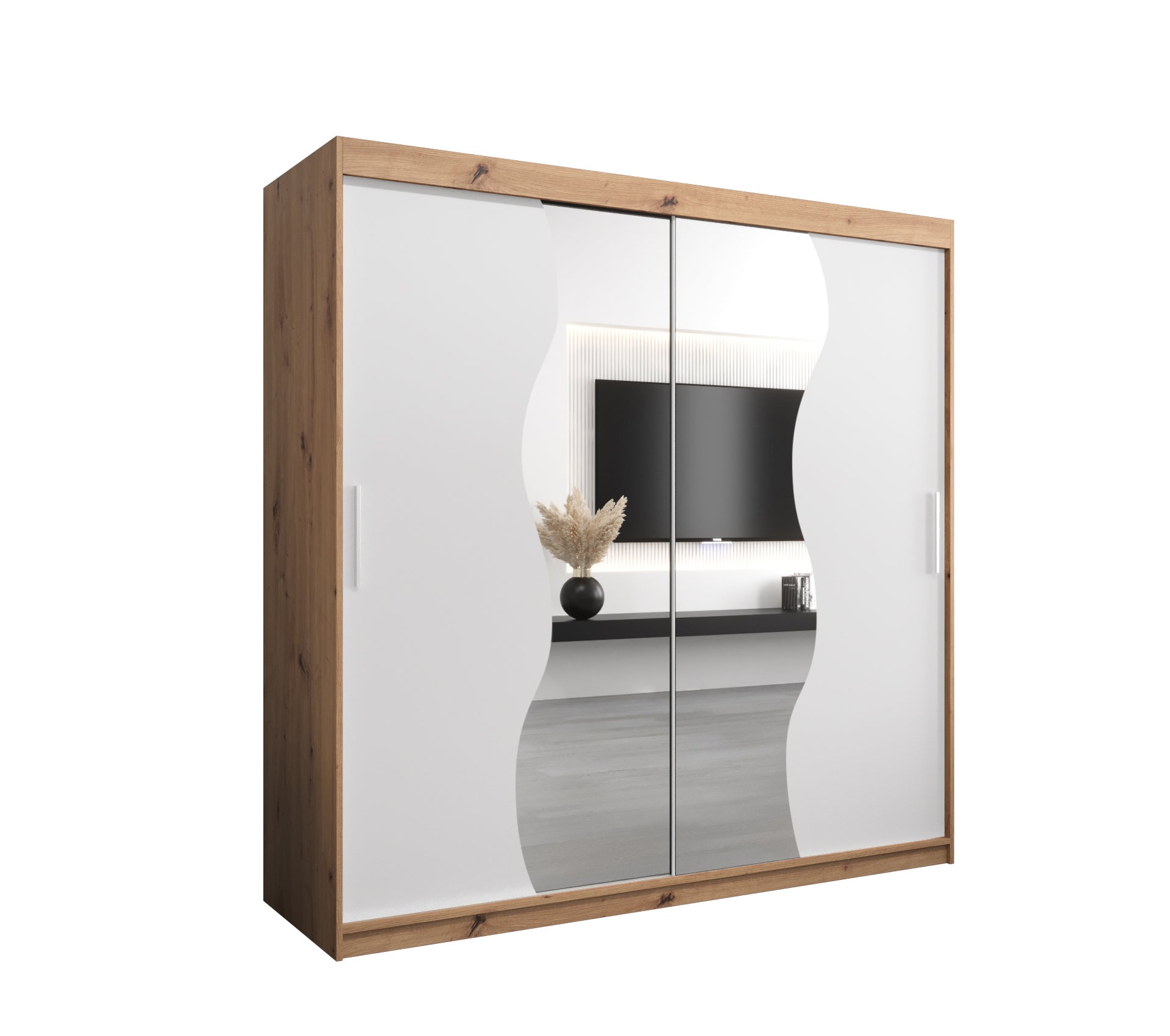 Szafa przesuwna garderoba MADRYT 200 x 62 x 200 cm Artisan + Biały - Abiks Meble