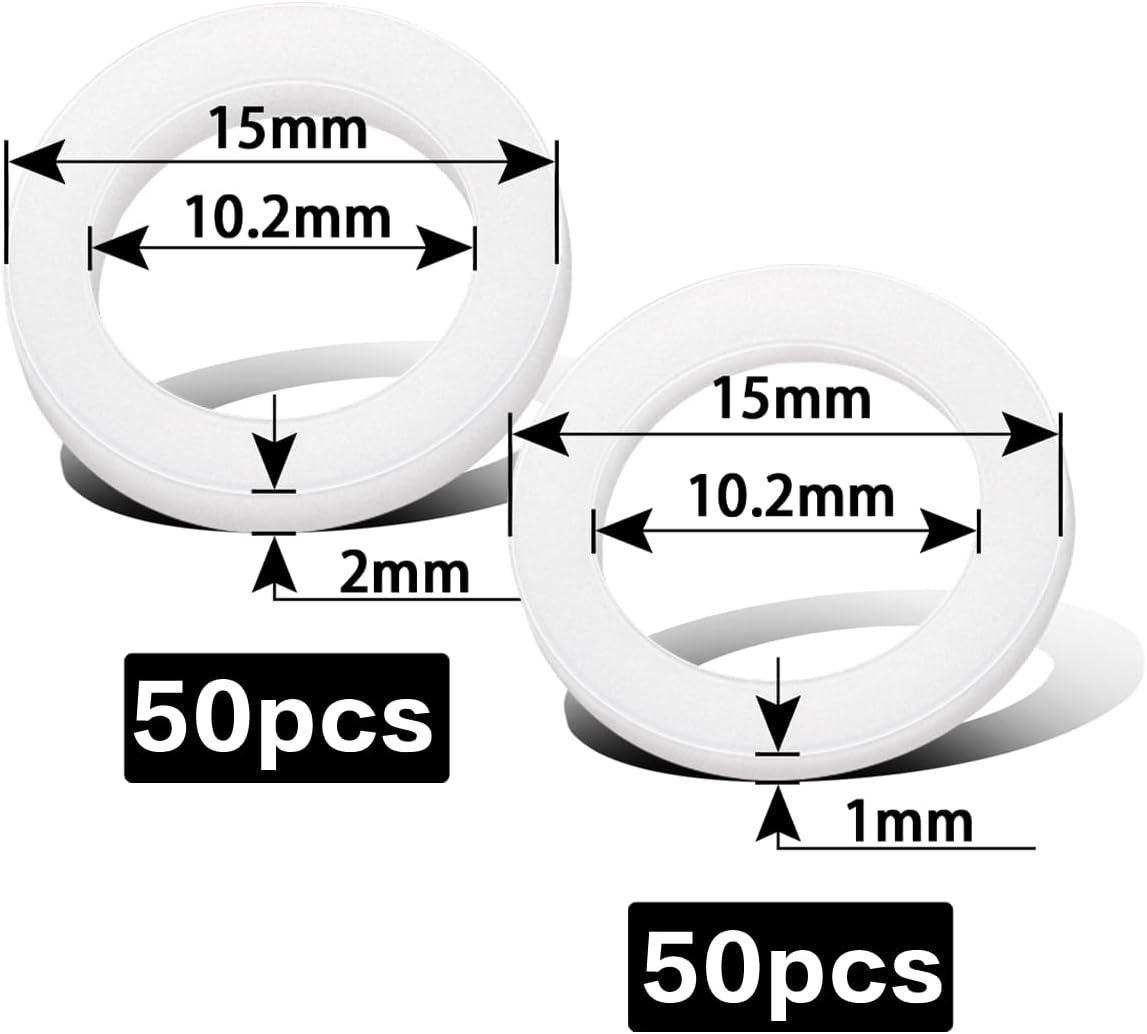 100Pcs Rondelles Pour Gonds de Porte Cache Paumelles Entretoise Plastique 10,2 mm X 15 mm Bague Paumelle Rondelle Nylon Plate Gond pour Portail - 2