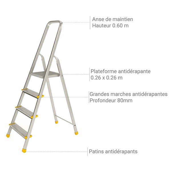 Escabeau 7 marches - Hauteur max. de travail 3.41m - 917 - 6