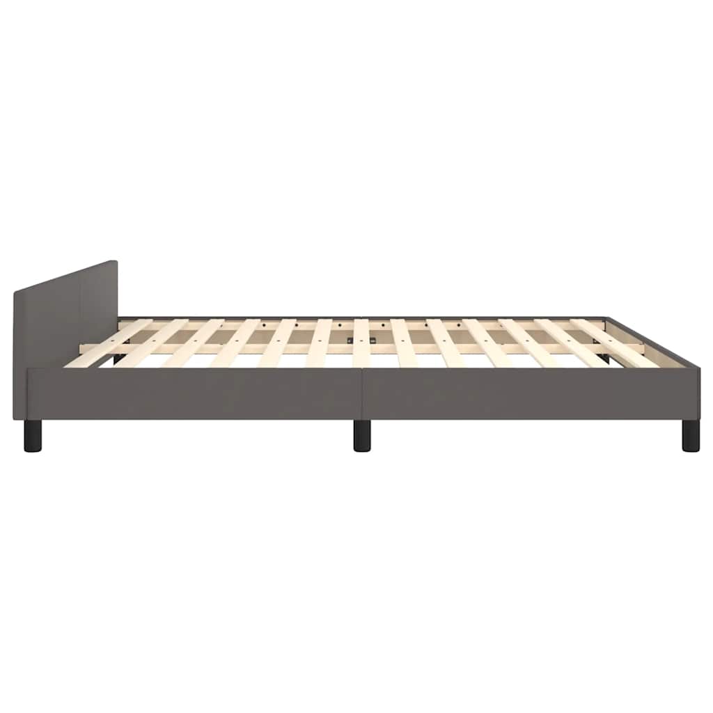 Cadre de lit avec tête de lit sans matelas gris 160 x 200 cm - 6