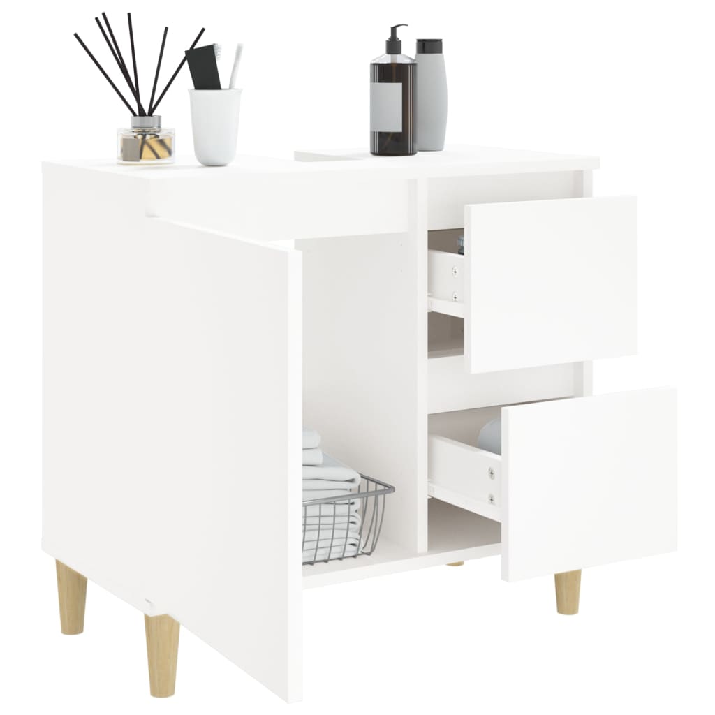 Mueble de baño blanco 65x33x60 cm de madera contrachapada - 5