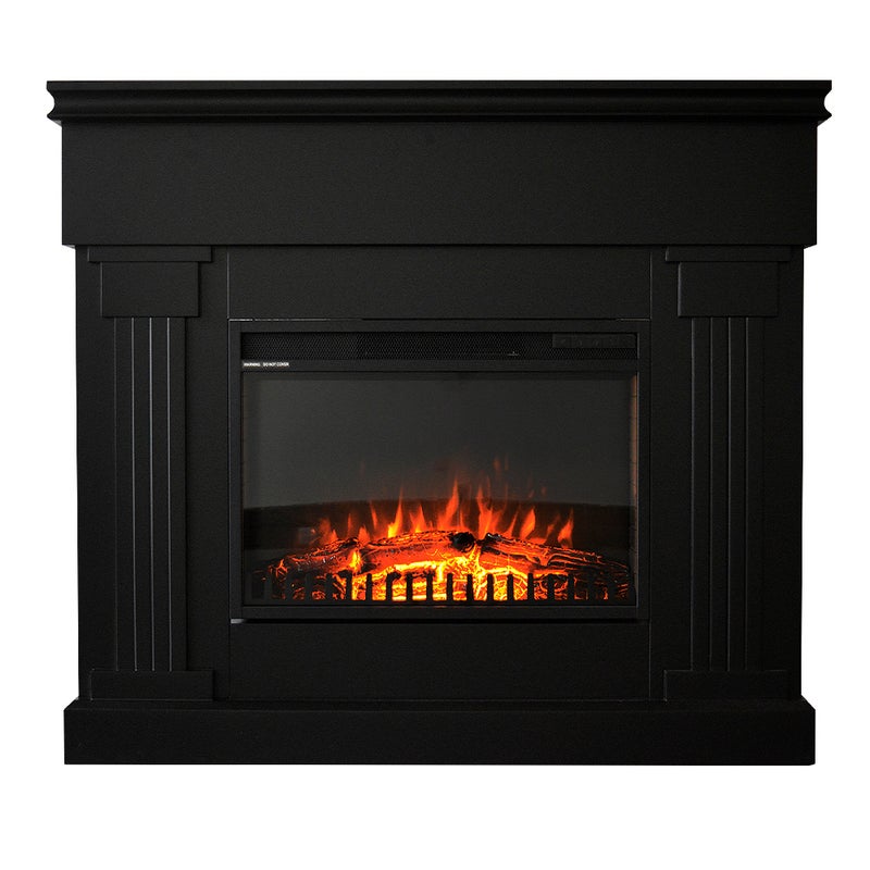 Tempo Style - Kominek elektryczny VARMA 1500 W w kolorze czarnym | Piec z ramą z płyty MDF i realistycznym efektem ognia