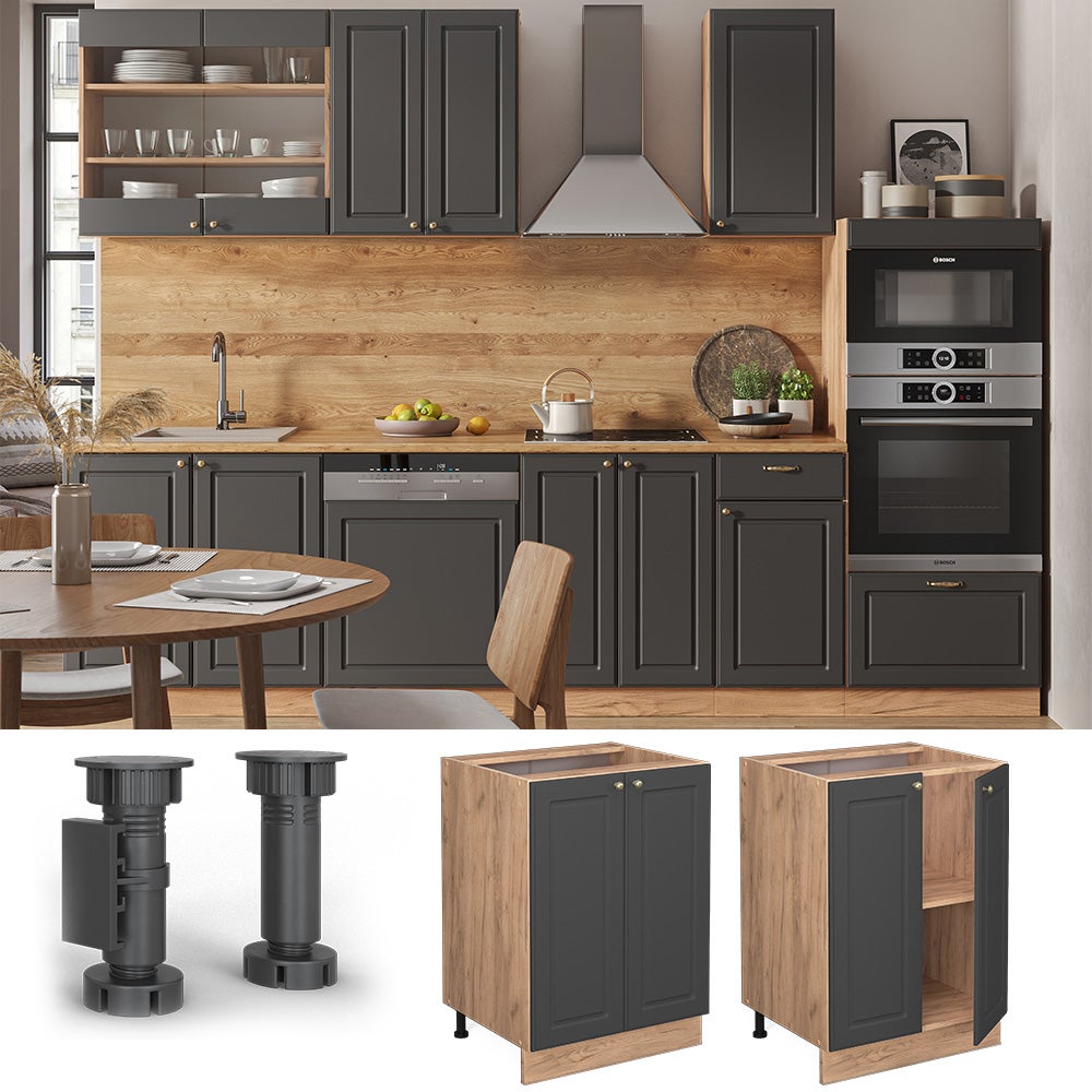 Vicco Meuble bas de cuisine Fame-Line, Anthracite-or, 60cm sans PT - 2