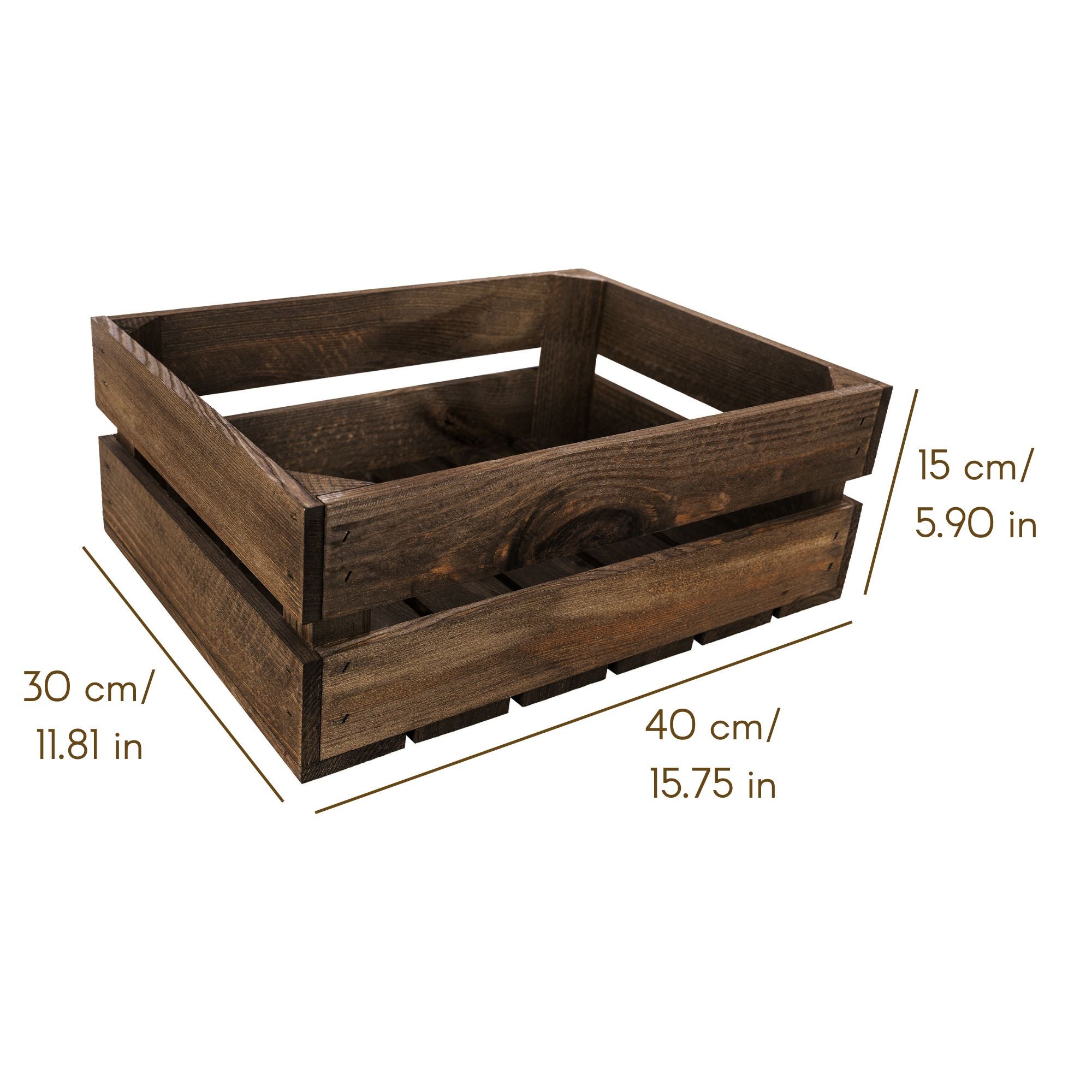 Creative Deco Caisse en Bois Wengé | 40 x 30 x 15 cm | Caisse Rangement Bois | Caisse en Bois Vintage | Cagette en Bois | Caisse en Bois Rangement - 5