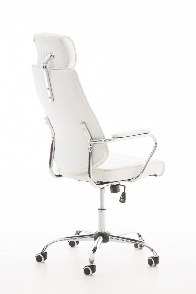 Fauteuil de bureau à roulettes en synthétique blanc hauteur réglable BUR10002 - 4