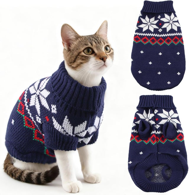 Camisola quente para gatos, ideal para o inverno, para gatinhos e cães de porte pequeno (M)