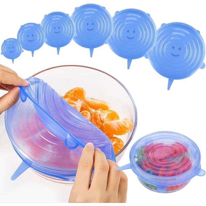 6x Huse elastice din silicon - Huse reutilizabile pentru depozitarea alimentelor, potrivite pentru boluri și recipiente