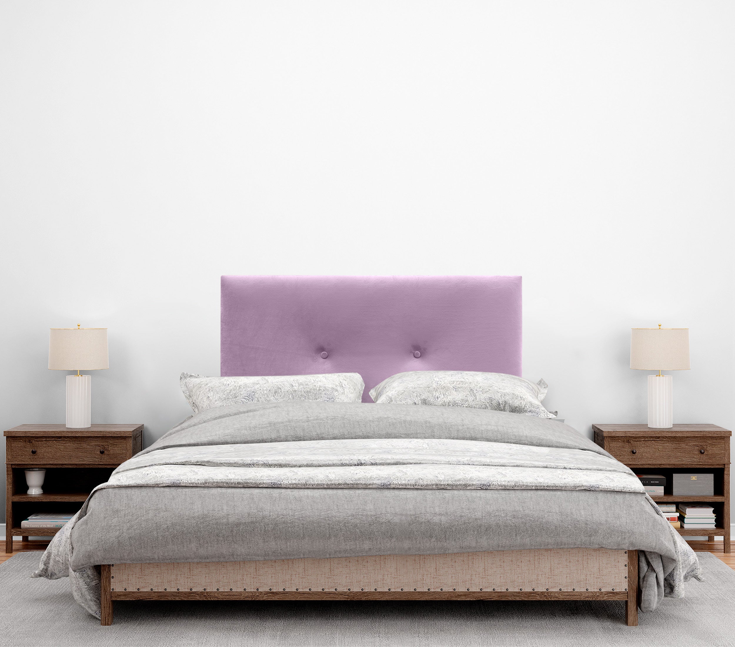 DHOME Testiera in velluto liscio con bottoni e gambe alta gamma moderna testiera imbottita per letto di lusso camera da (Rose, 105x105cm) - 2