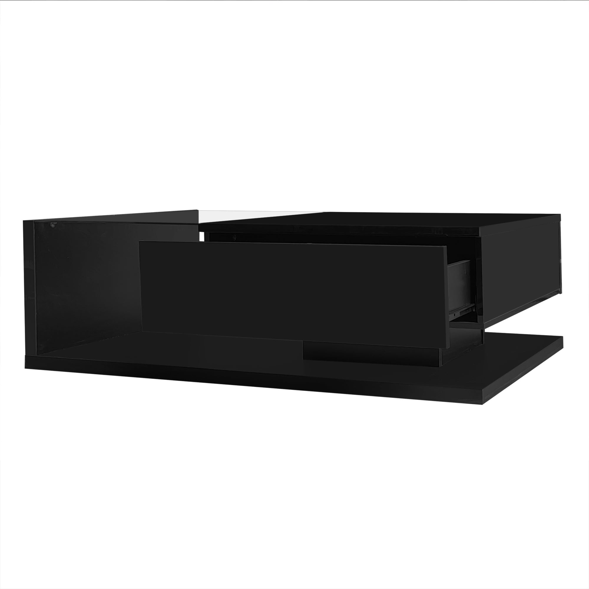 Table basse avec LED - en verre et panneaux de particules - Noir - 8