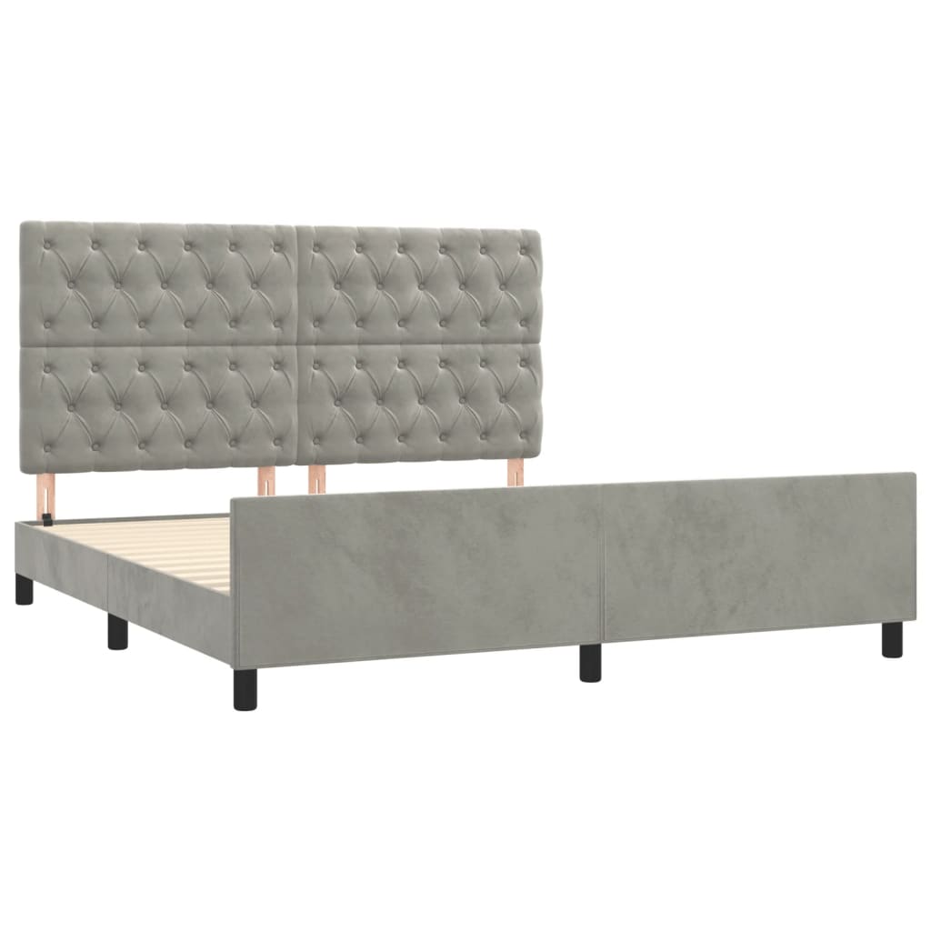 Cadre de lit sans matelas gris clair 160 x 200 cm en velours - 4