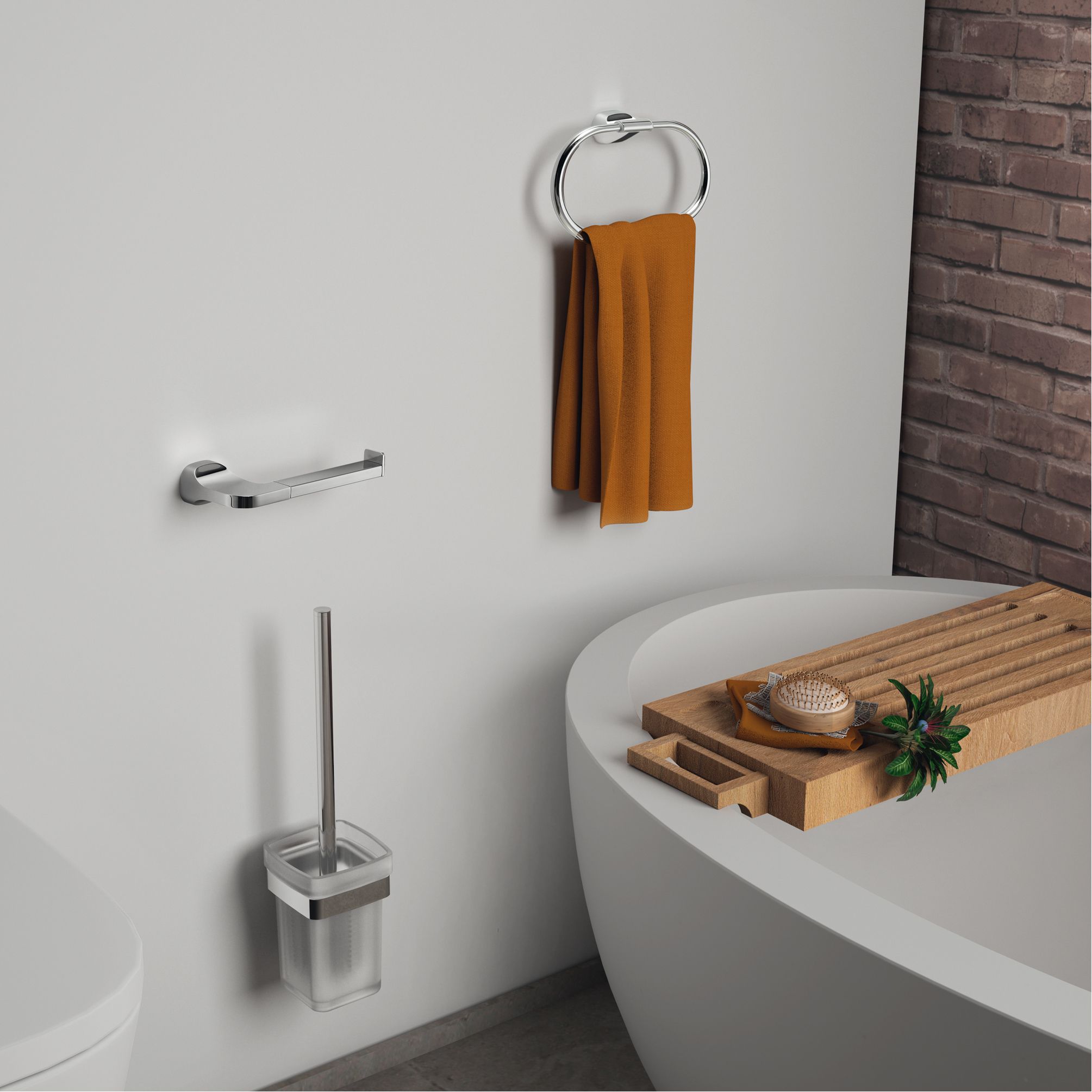 Porte-papier toilette Stelvio argenté fixe au mur - 2
