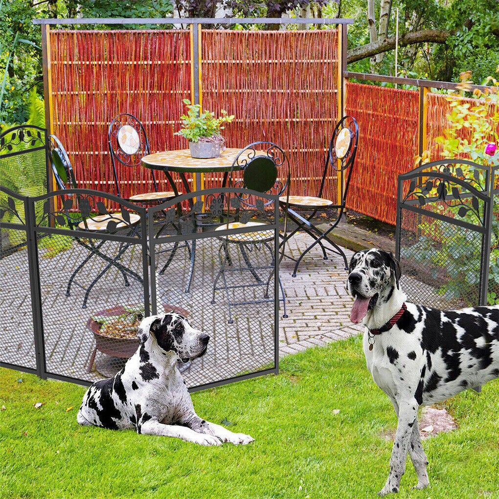 Clôture de Jardin Extérieur Métal, Lot de 5, Bordures Décoratives Grille de Protection Fer Forgé Portillon de Jardin, Noir, Vertical 110x60cm - 2