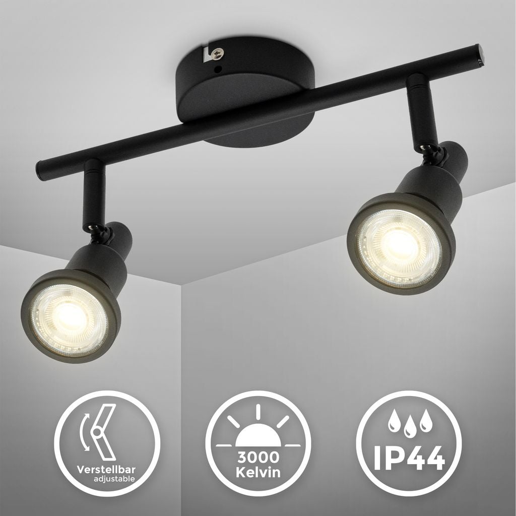 B.K.Licht Plafonnier Applique LED orientable 2 spots I 2 ampoules 5W