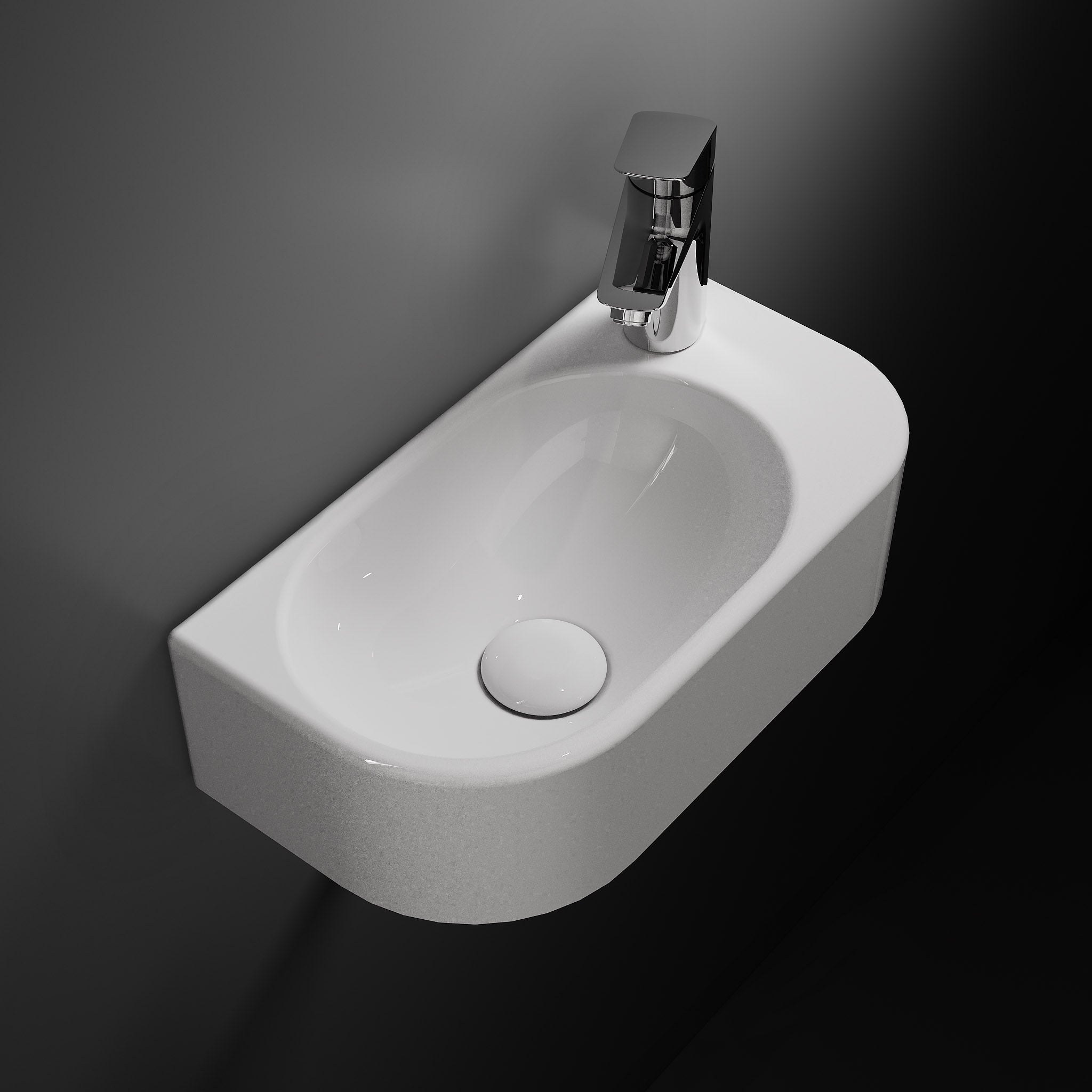 HOROW Umywalka ścienna, umywalka nablatowa, umywalka 40.8 x 22.3 x 11 cm z otworem na baterię, otwór na baterię z prawej strony