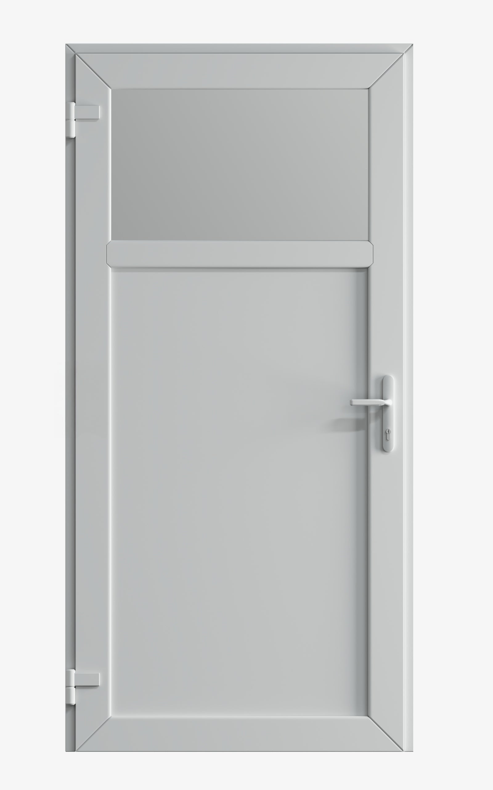 90X205 CM DRZWI TECHNICZNE ZEWNĘTRZNE PVC BIAŁE PRZESZKLONE / PANEL LEWE