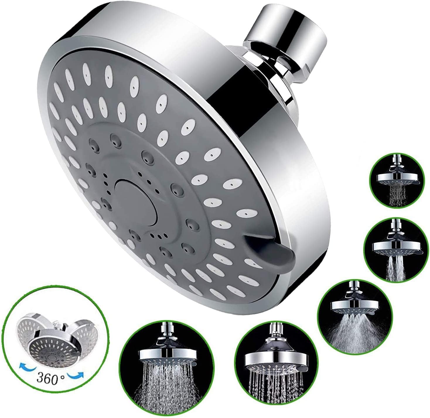 NearMoon, - Cabezal De Regadera De Lluvia, Con Brazo Extensible, Redonda, Grande, Acero Inoxidable, Cascada, Cobertura De Cuerpo Completo