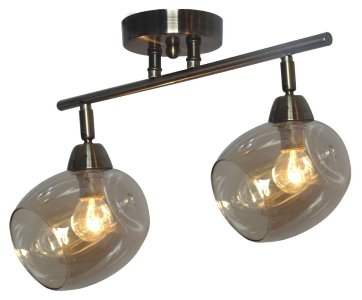 Lampa sufitowa wisząca Endo mosiądz patynawany 2xE27x60W wym: 27 x 44 x 23 cm szkło Kaja