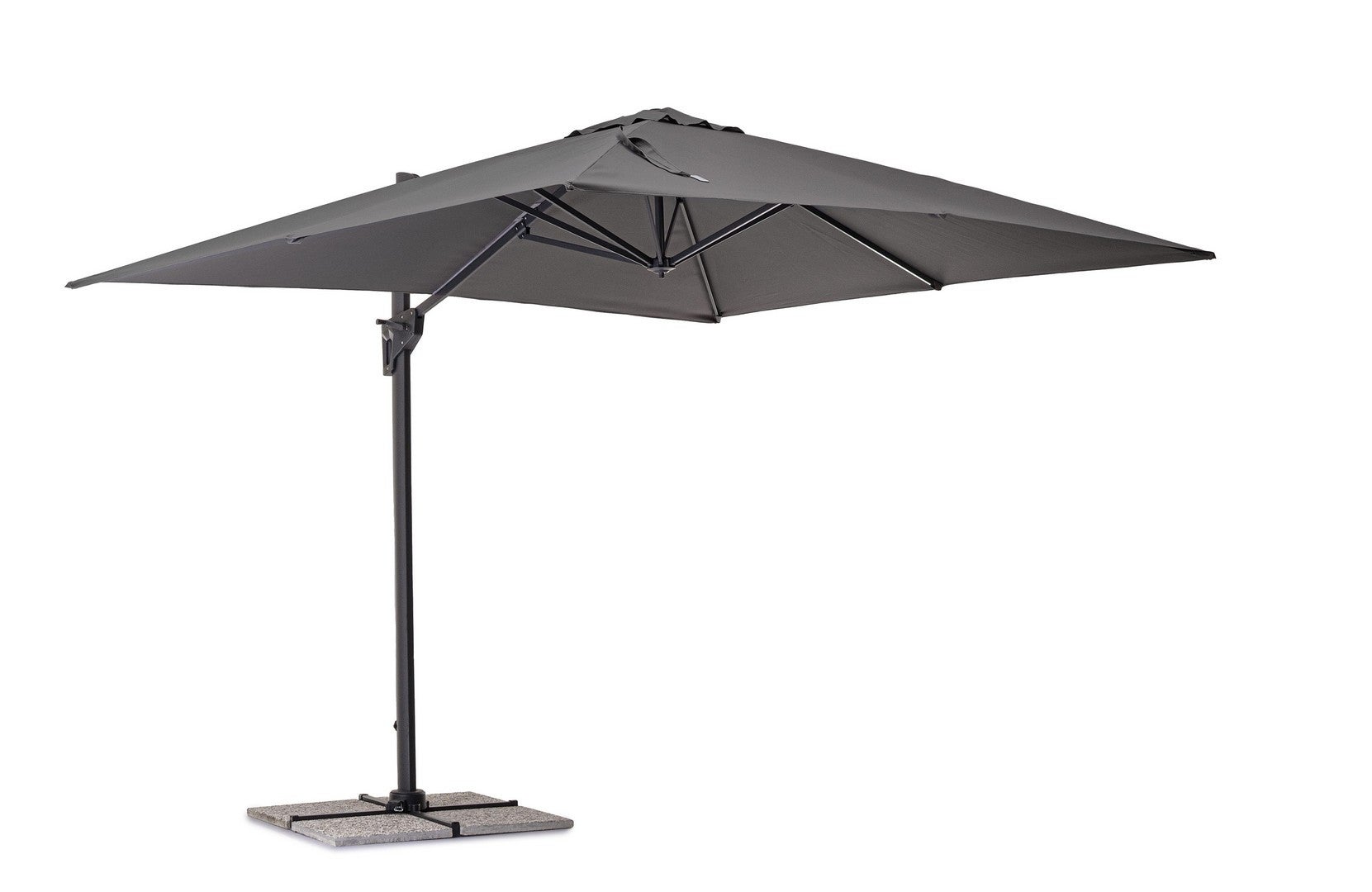 Parasol aluminiowy z baldachimem PA i kominem wiatrowym, obrotowy słupek 360°, 3x3, antracyt/szary