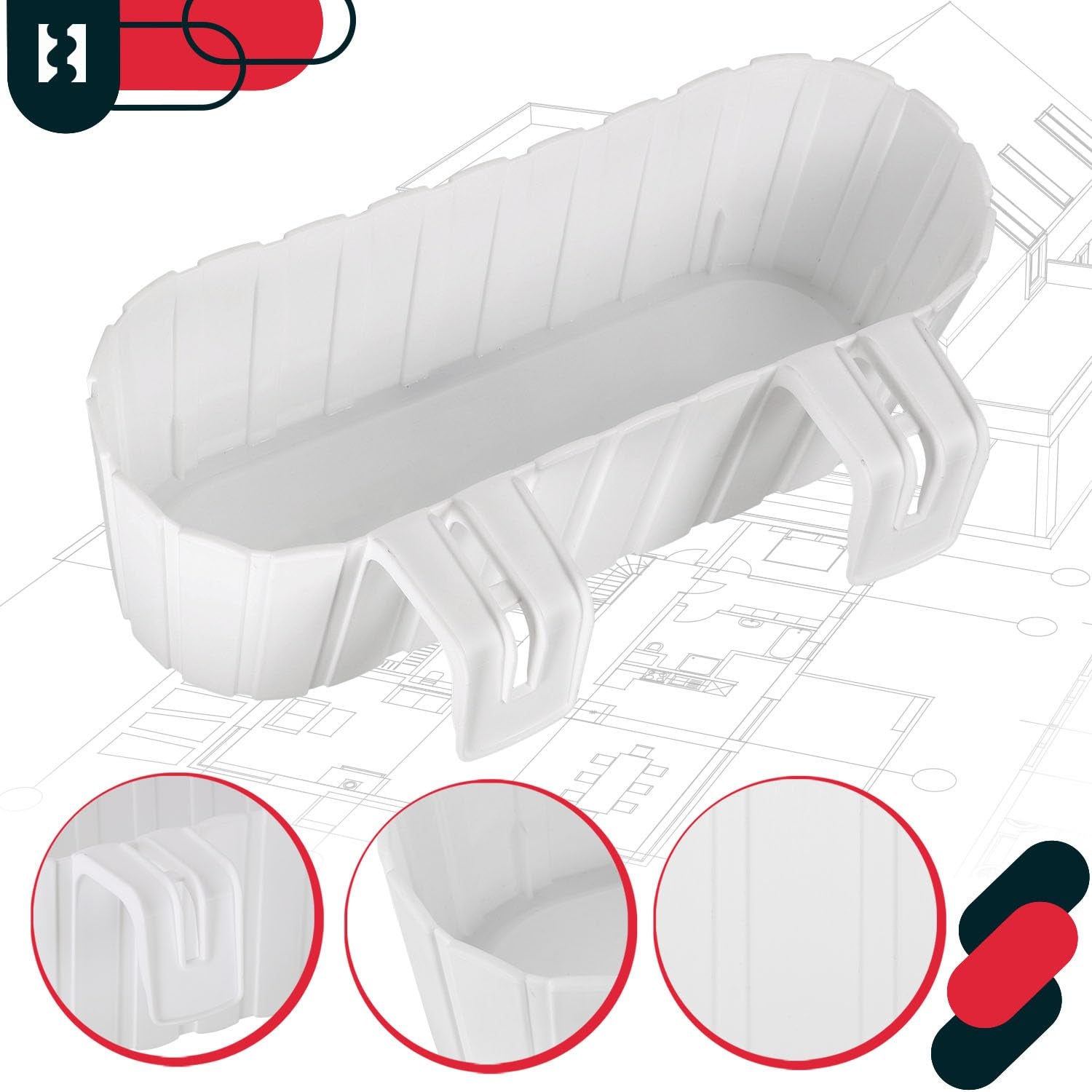 Doniczka Balkonowa na Balustradę - 40 x 15 x 15 cm - Skrzynka Plastikowa na Balkon - Owalna - Rustykalna - Biała KOTARBAU - 5