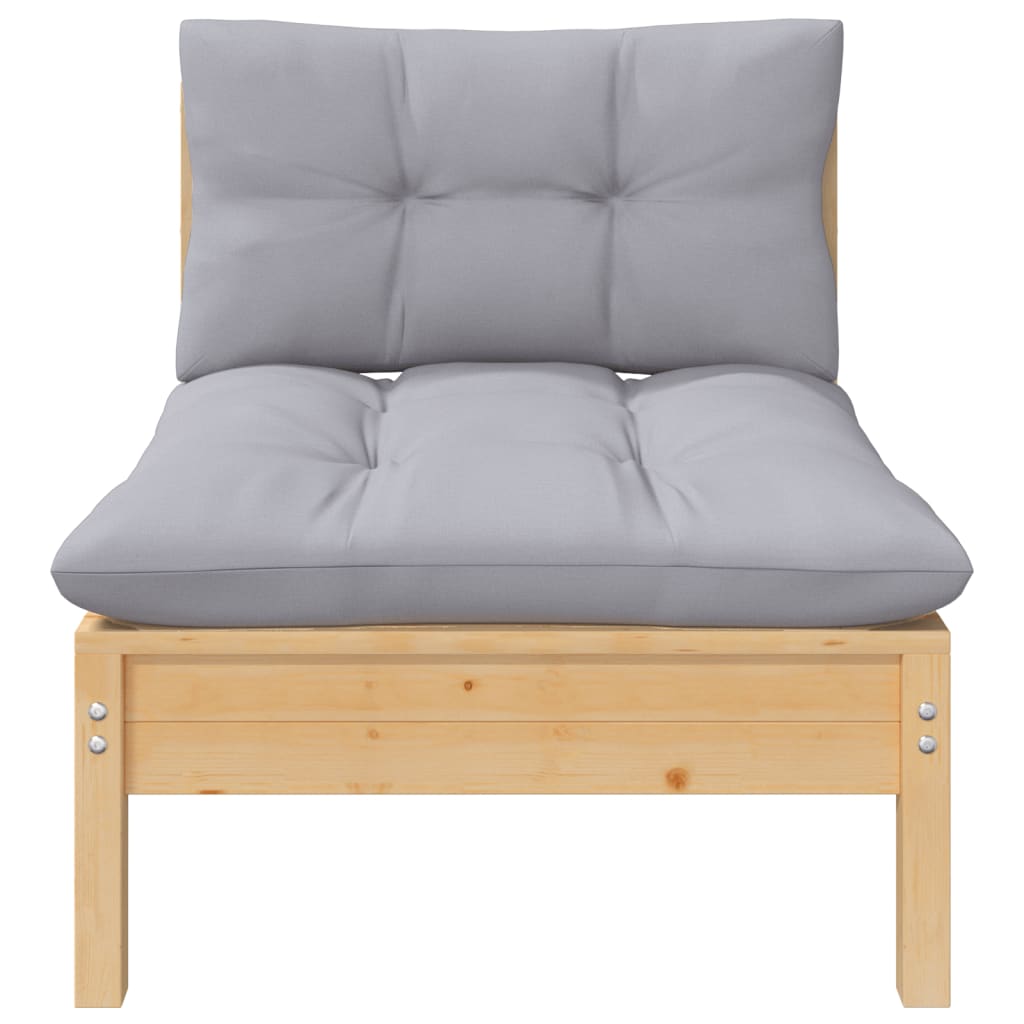 Maison Exclusive - Salon de jardin 3 pcs avec coussins gris Bois de pin massif - 4