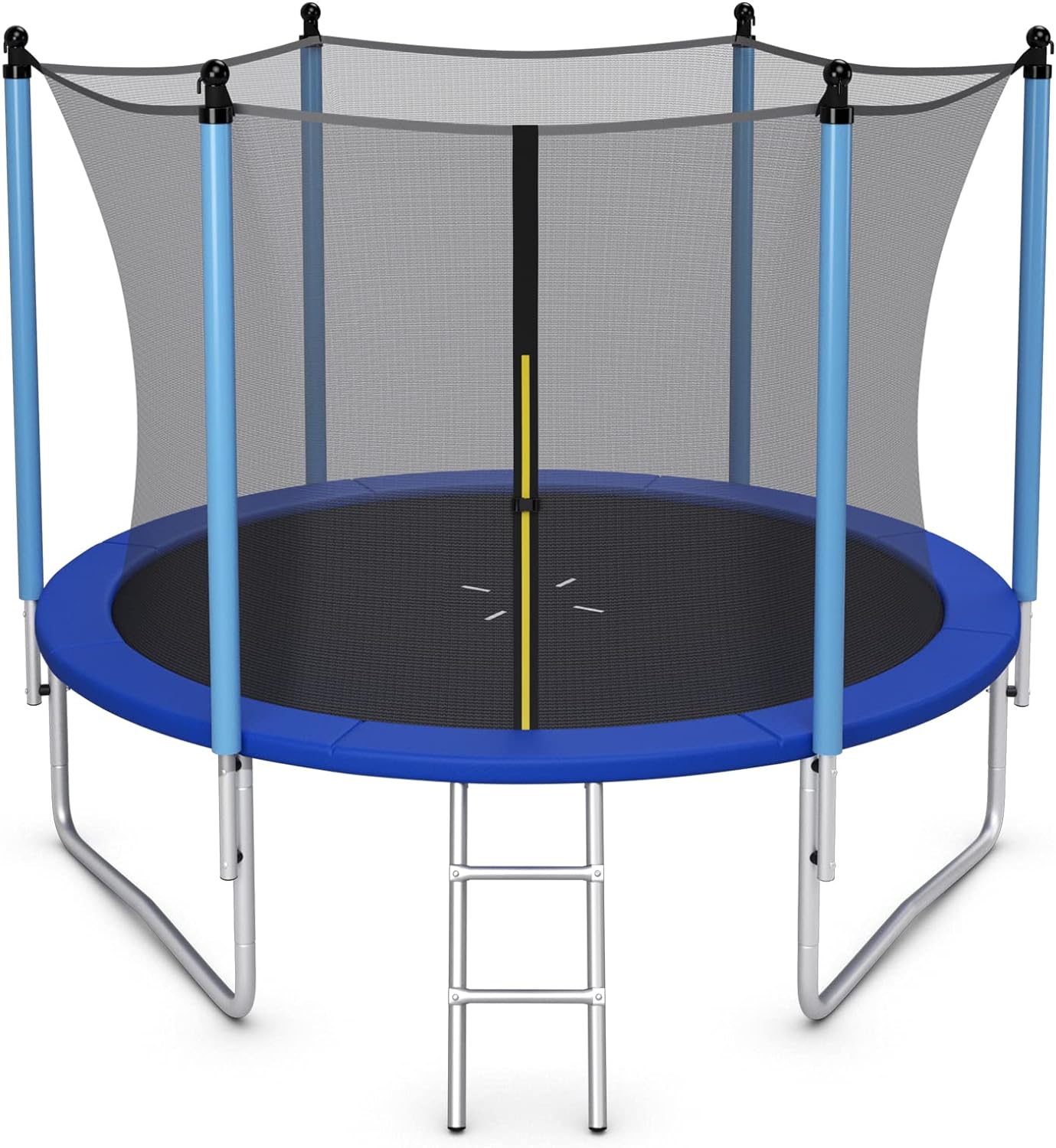 Trampolina Zewnętrzna Ø 244 cm z Siatką Zabezpieczającą, Drabinką, Matą Ochronną, Nośność 80 kg, Certyfikat GS
