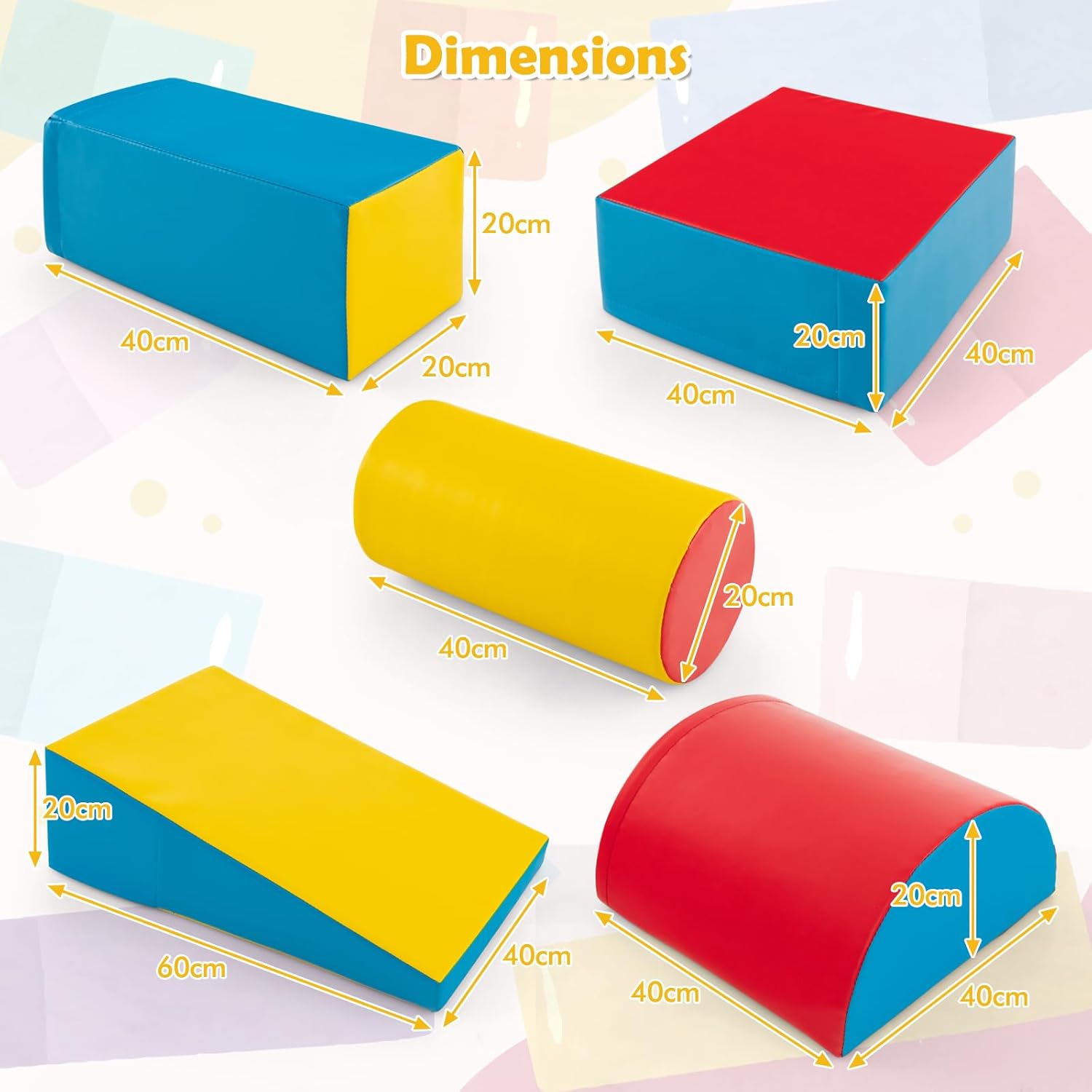 5 PCS Parcours Motricité Bébé, Module Motricité en Mousse PU avec Remplissage en EPE, Jouets Éducatifs Convient pour Enfants d'Âge Préscolaire - 7