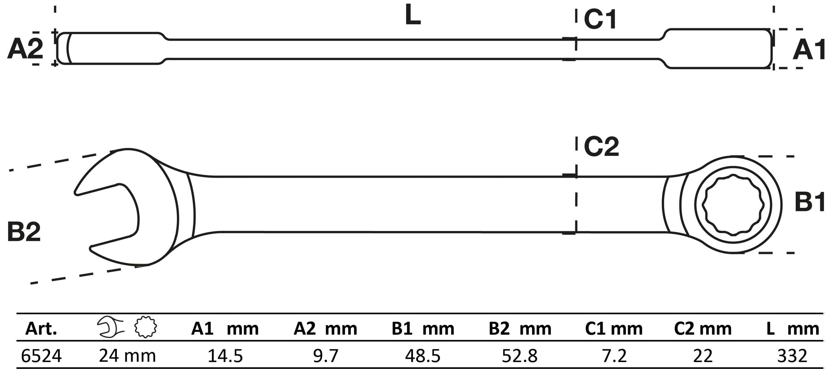 Clé mixte à cliquet | 24 mm - 2
