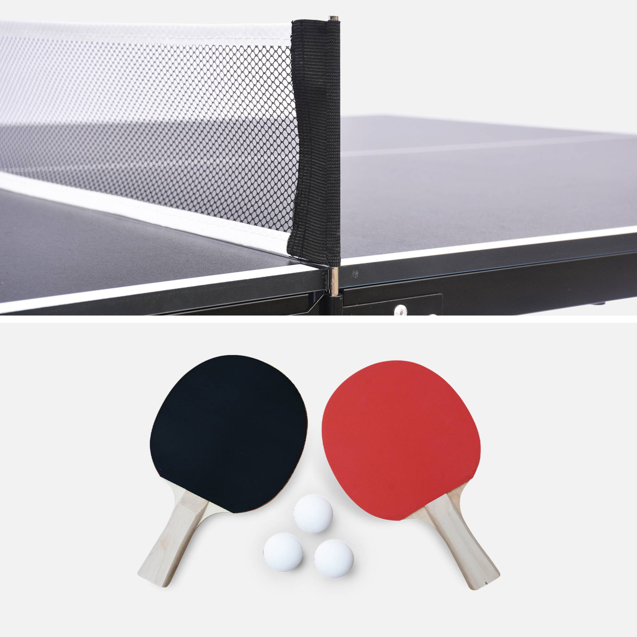 Table de ping pong d'intérieur médium. noir. avec 2 raquettes et 3 balles TABLE DE PING PONG MEDIUM PLIABLE - 6