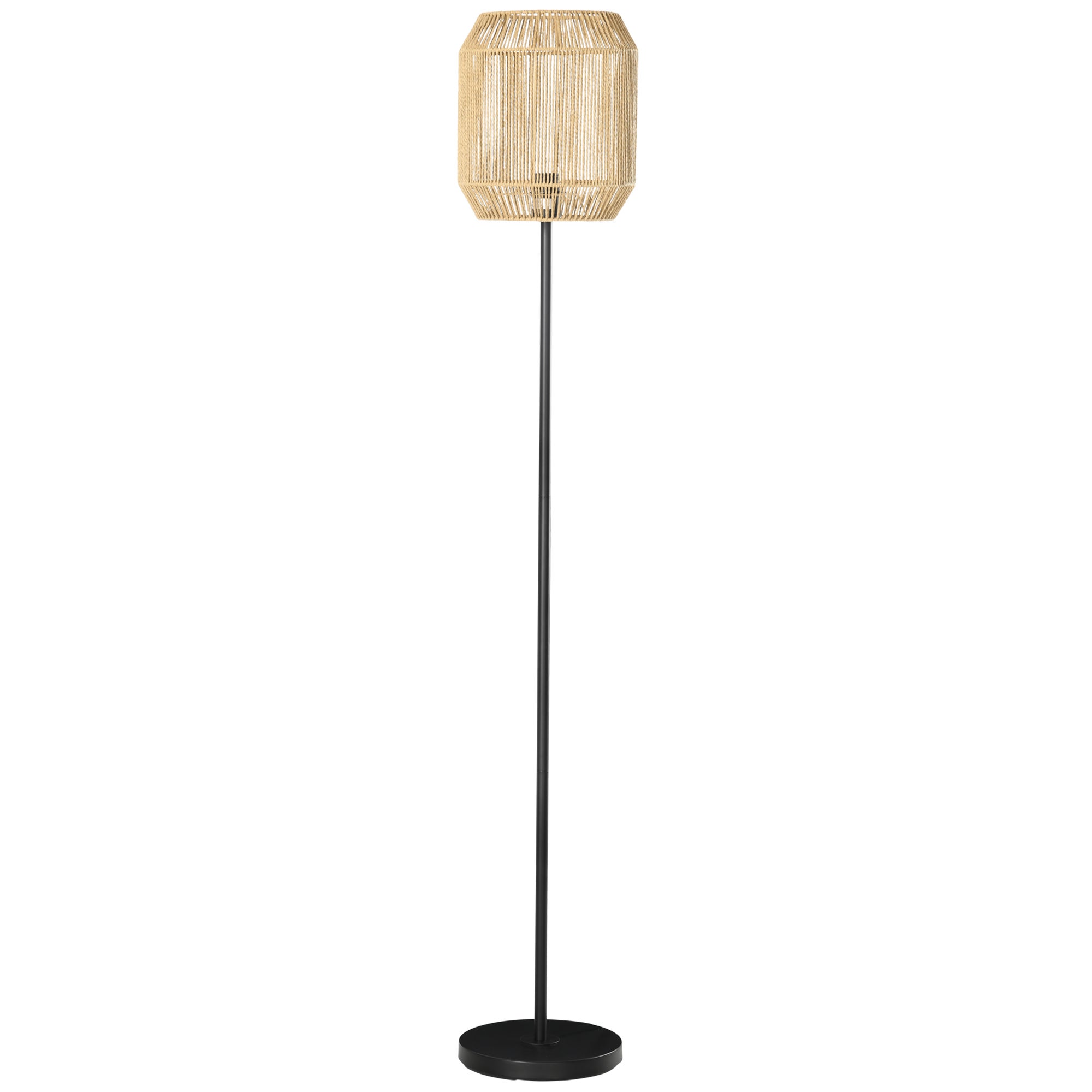Lámpara de pie casquillo e27 máx. 40w homcom ø26x158cm natural y negro