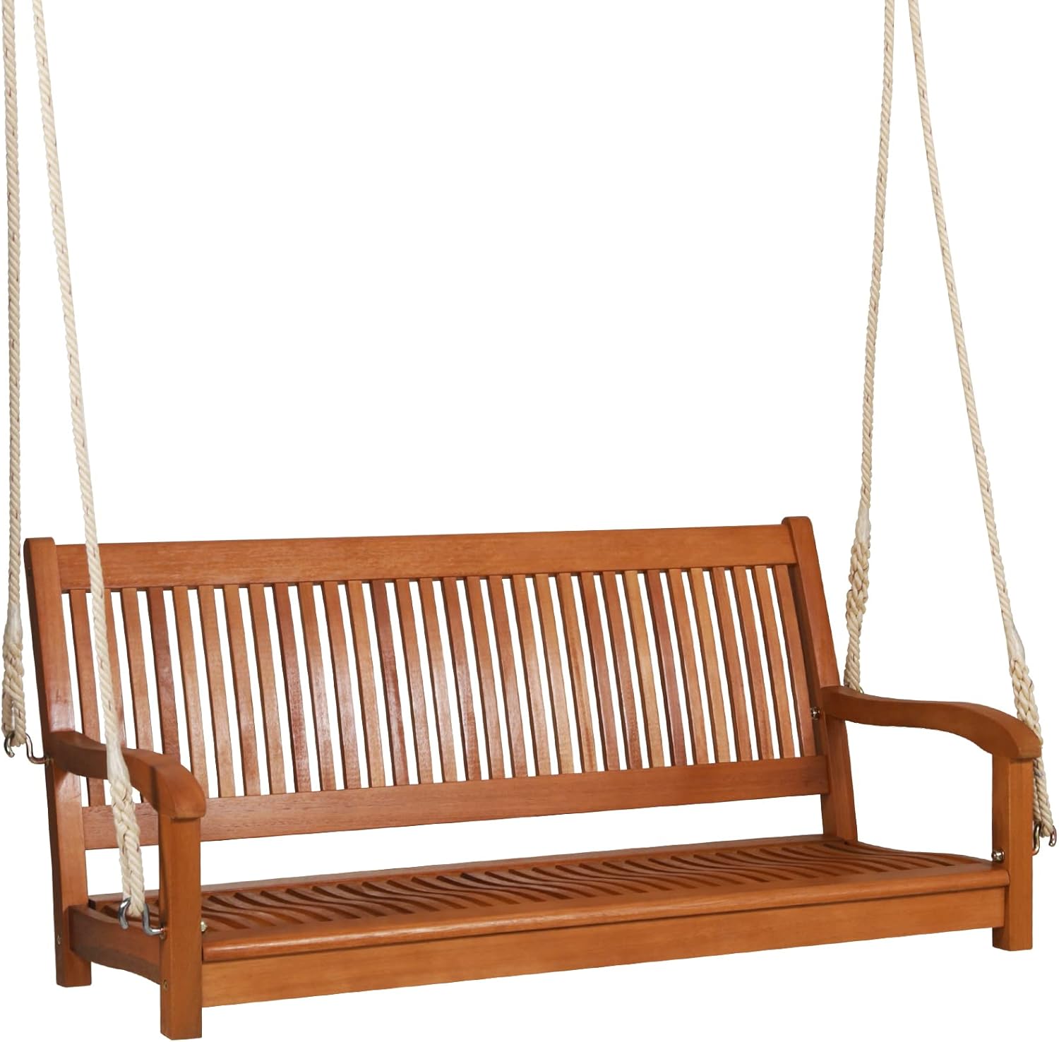 Dwuosobowa Huśtawka Ogrodowa – Huśtawka Werandowa do Zawieszenia – Wykonana z Drewna Eukaliptusowego – Maksymalne Obciążenie: 360 kg