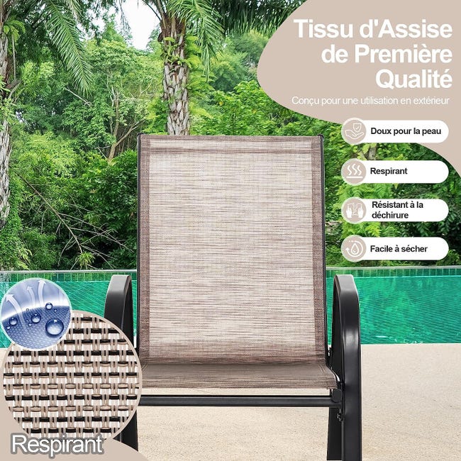 Set Di 2 Sedie A Dondolo Per Esterni Giantex - Tessuto Traspirante, Struttura In Metallo - Per Giardino, Terrazza, Veranda - Foto 9