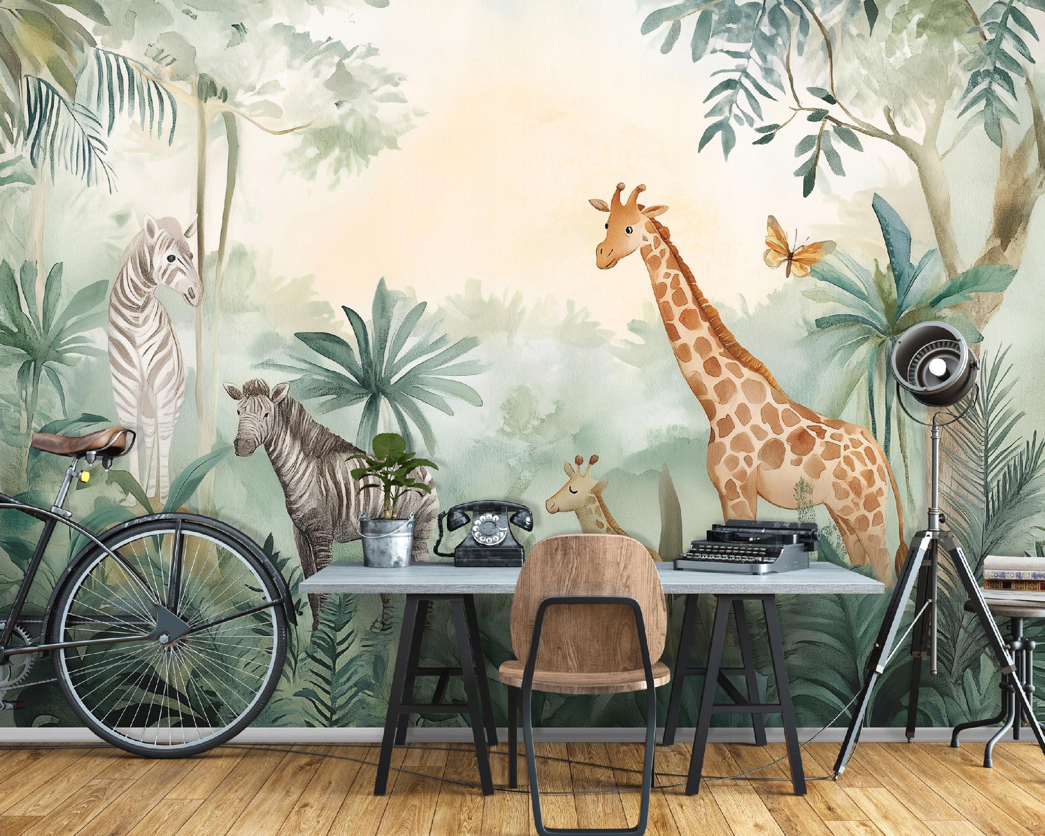 Papier Peint Enfant Panoramique Intissé&nbsp;Foret Animaux Pour Enfant Chambre 300x210 cm - 2
