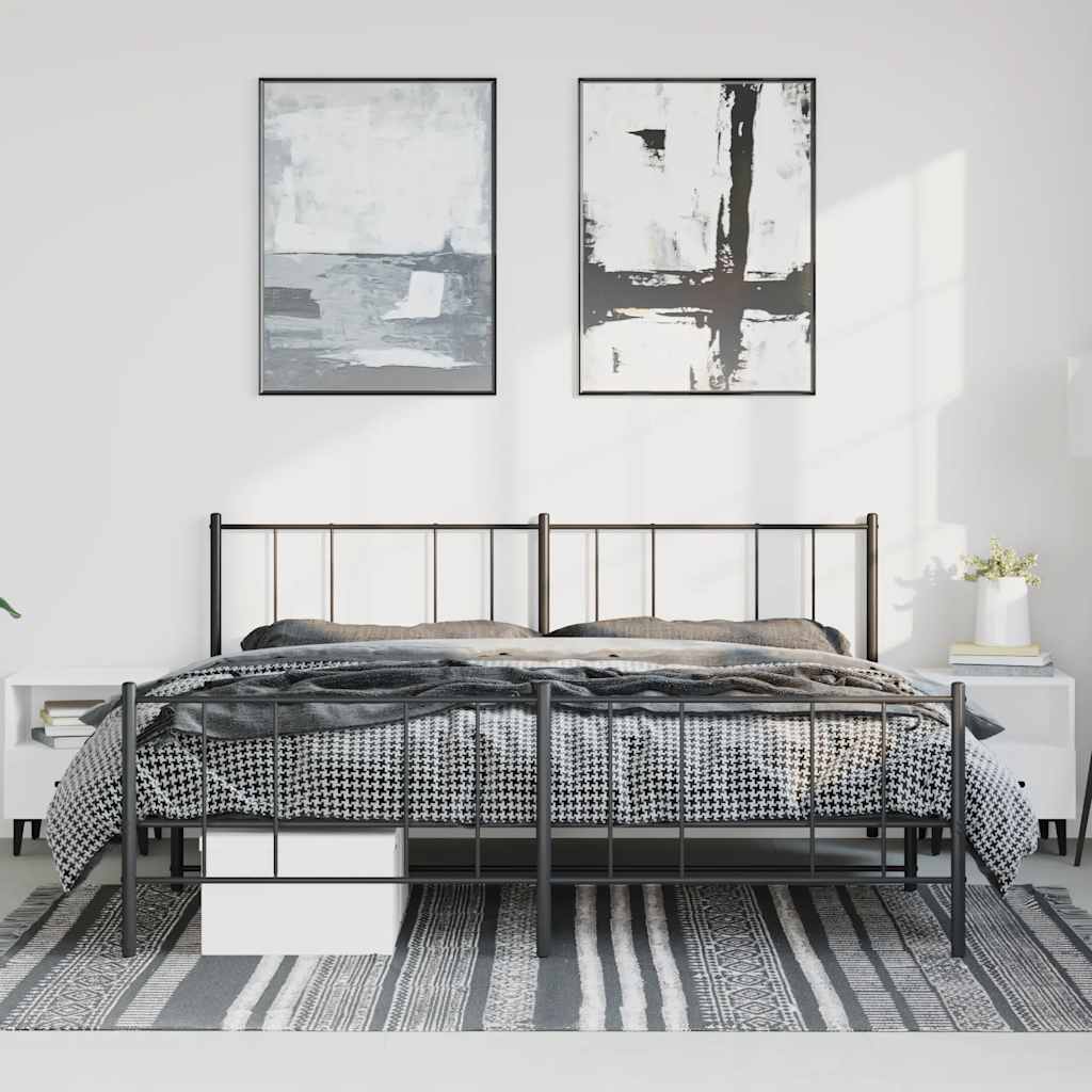 Estructura cama sin colchón con estribo metal negro 193x203 cm vidaXL - 3