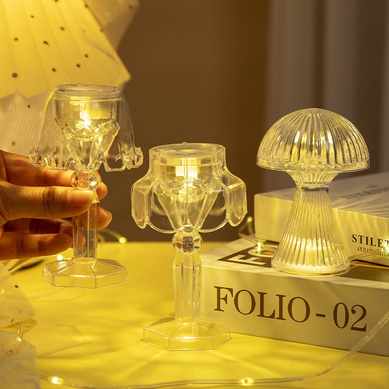 Bougies électroniques LED, veilleuses en diamant, lumières d’ambiance intérieures, stands de table 6,5 * 6,5 * 10 cm modèles de champignons - 2