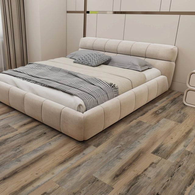 Sol PVC - Lames PVC clipsable avec sous couche intégrée- GARANTIE 20 ans -Ep. 5,5 mm- Imitation Pin vieilli - Dimensions L 122 cm x l 23 cm