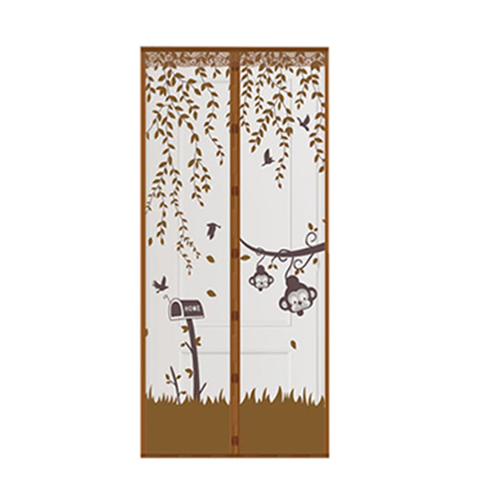 Zasłony przeciw komarom, zasłony do drzwi przeciw komarom, darmowy rzep [4 cm szerszy u góry] (100 x 210 cm, kolor kawowy)