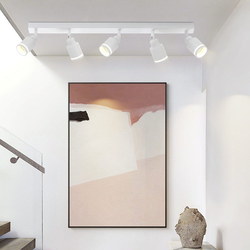 ZMH Nowoczesna biała lampa sufitowa: 5 regulowanych metalowych reflektorków, żarówki GU10, do sypialni, jadalni, żarówki nie są dołączone