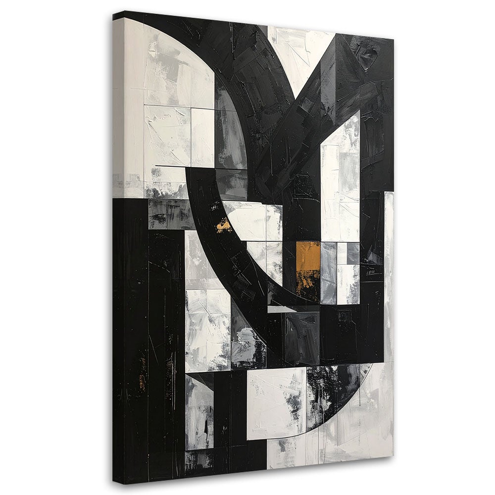 Obraz do salonu biura loftu, Geometryczne formy abstrakcja czarno biały 80x120