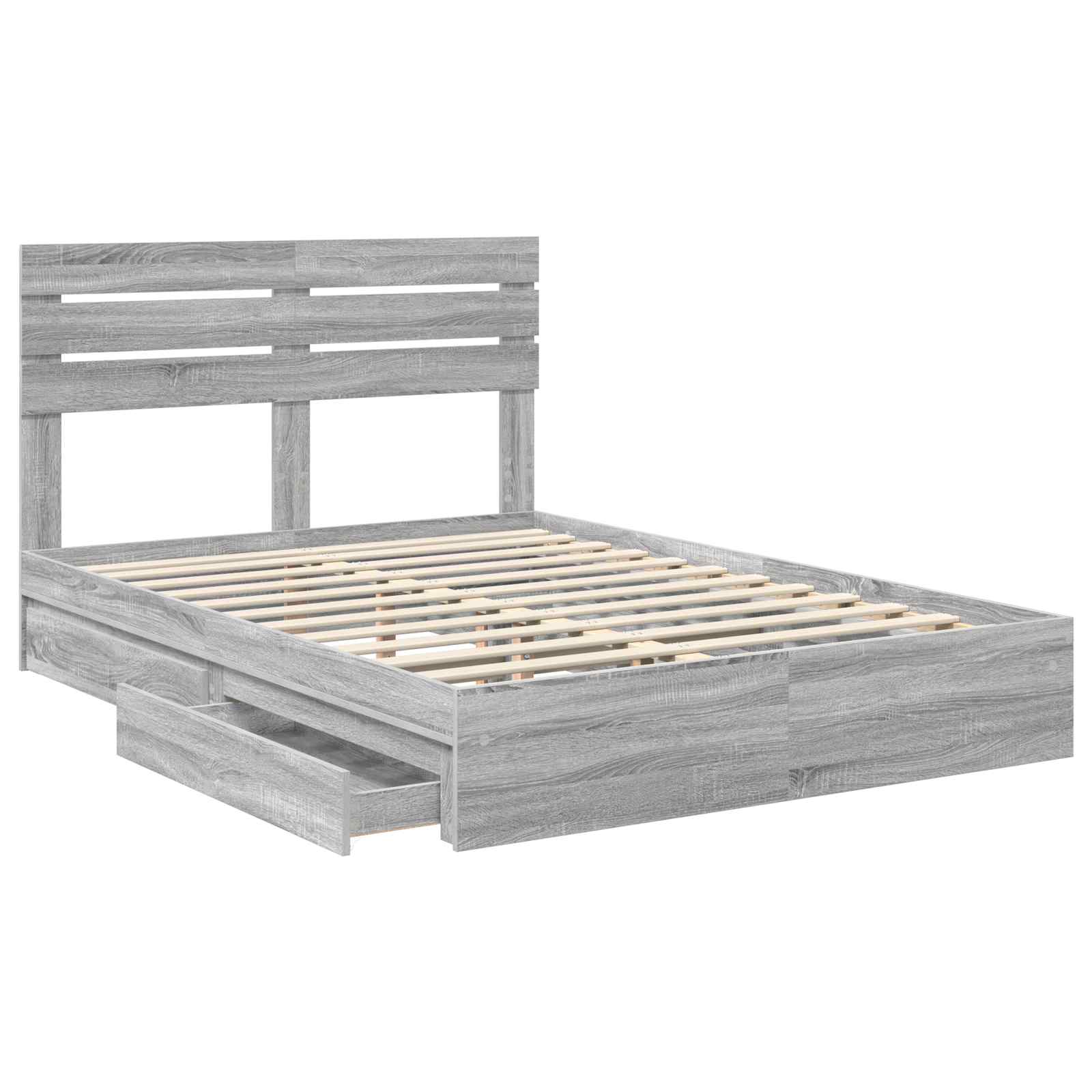 Lit avec rangement, panneau de bois, gris, pour la chambre, 160 × 200 cm - 5