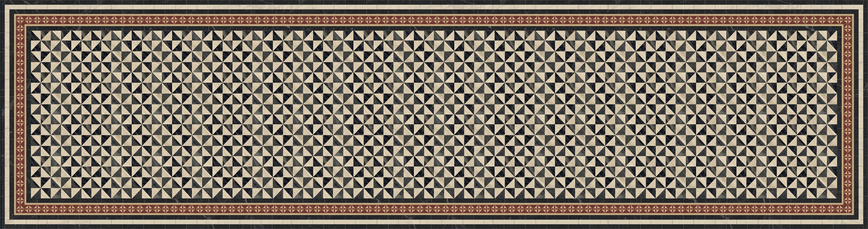 Tapis antidérapant en vinyle Damero Omar 66x250 cm - PVC imprimé, lavable, ignifuge, pour le salon ou la cuisine, style hydraulique - 7