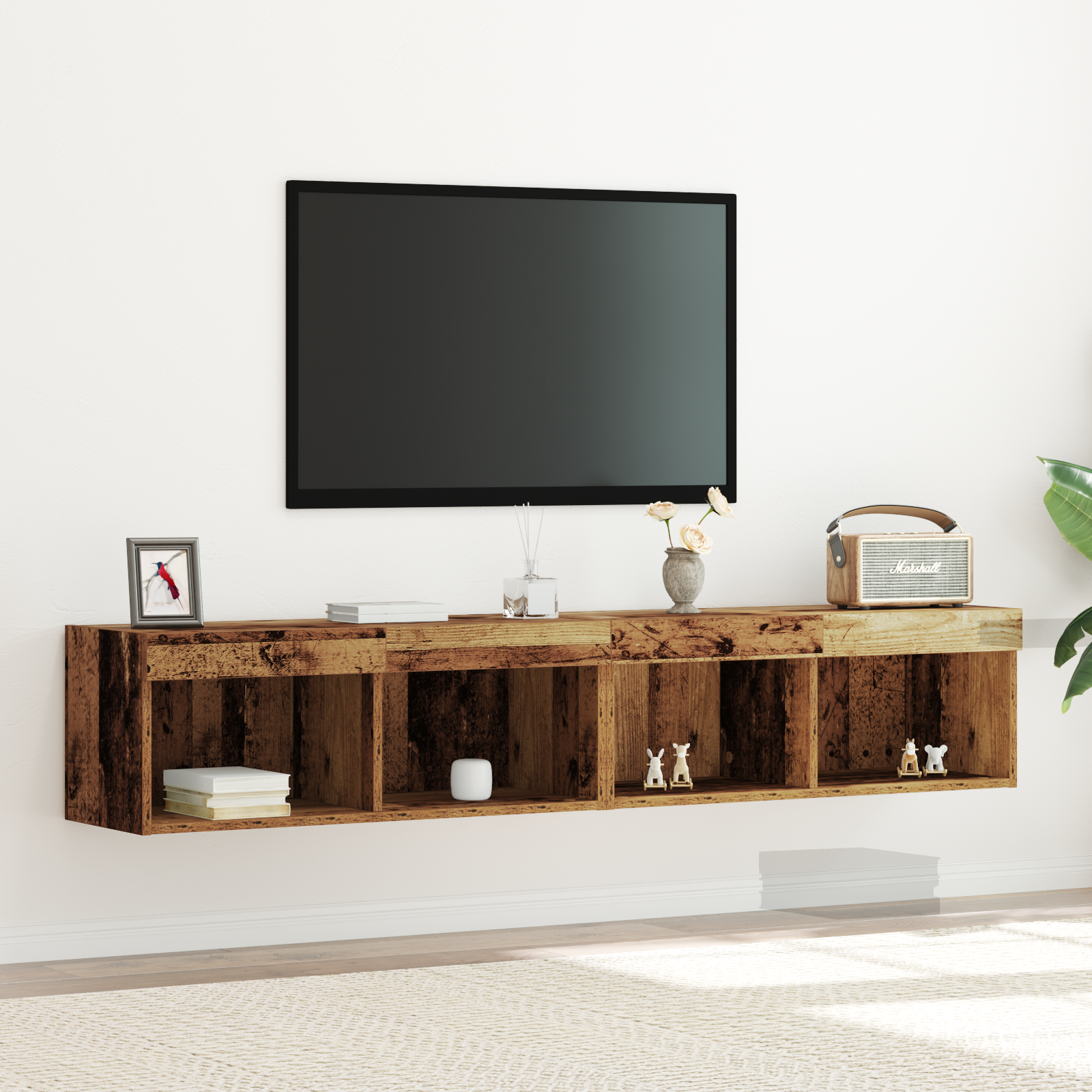 2 pz Mobili TV con Luci LED Bianchi 30,5x30x102 cm CFW18362