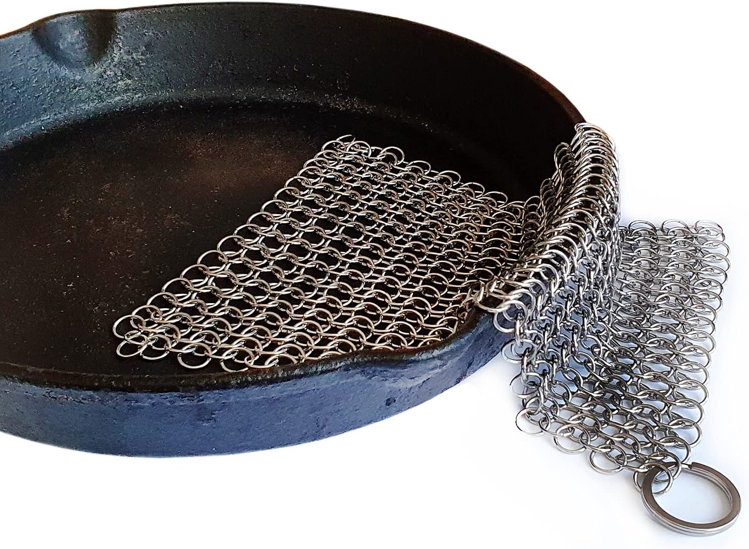 Gąbka siatkowa, gąbka ze stali nierdzewnej 304, szczotka stalowa do garnków i patelni (17,5 x 17,5 cm)