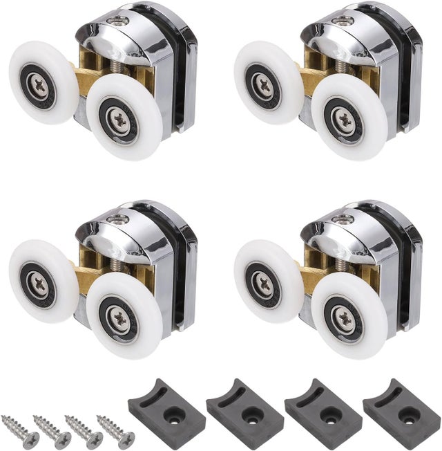 Juego de 4 rodillos para puerta de ducha, 23 mm de diámetro, aptos para puertas de vidrio de 4 a 5 mm de espesor, rodillo superior.