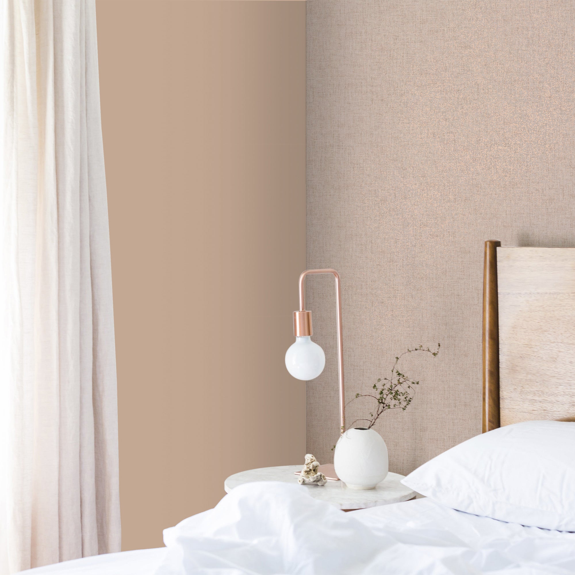Papier peint intissé Lin Shimmer 1005 x 52cm Beige rosé | Leroy Merlin