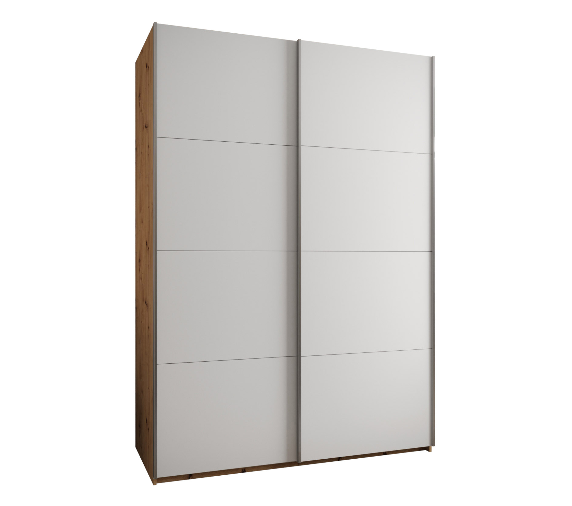 Szafa przesuwna wysoka Lux 1 180 x 64 x 245,5 cm artisan + biały + u. srebrny - Abiks Meble