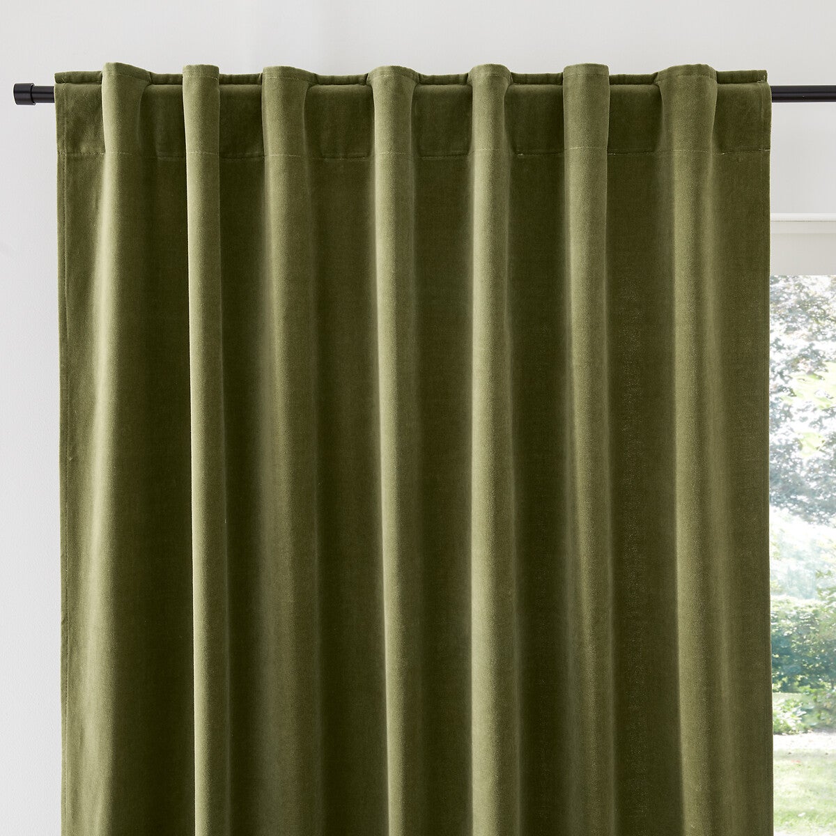 Rideau velours finition pattes cachées, Velvet - Vert mousse - 260 x ...