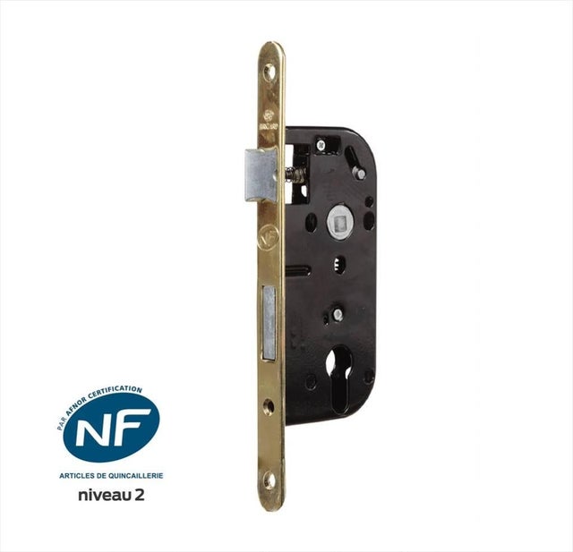 Serrure encastrée BRICARD, certifiée NF, pour cylindre, axe 40 mm